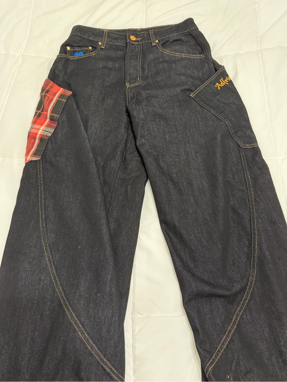 Aelfric Eden Black Denim Jeans with Blue Brand Tab
